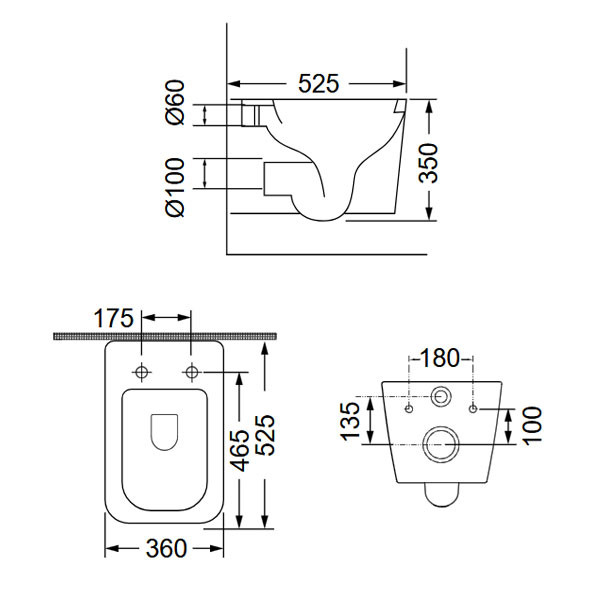 Bianco Ceramica Lexa 52.5 Rimless LX 11000SC-300 Λεκάνη Κρεμαστή