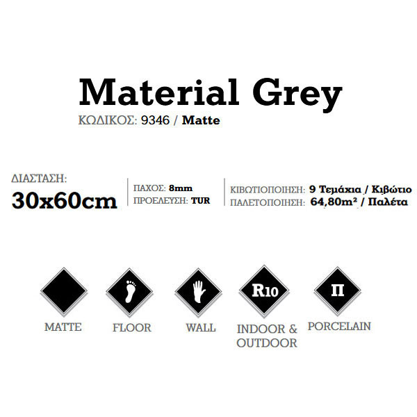 Corgres Material Grey 9346 Πλακάκι Δαπέδου