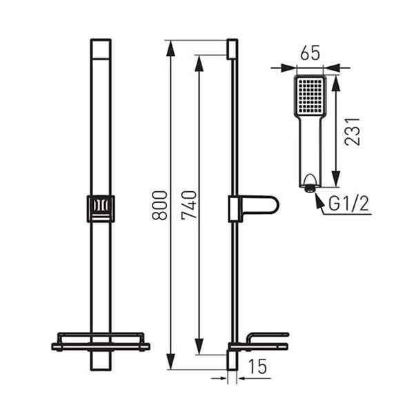 Ferro Quadro N110-LA Chrome Σέτ Βέργα Ντούς