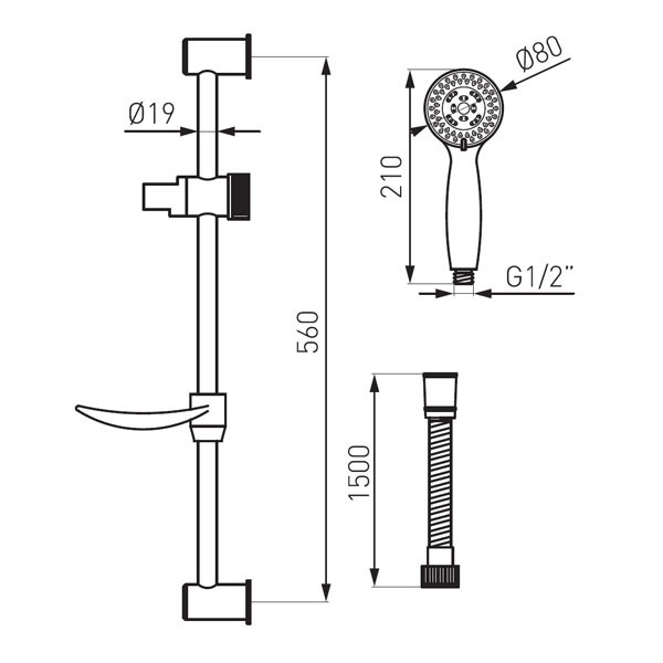 Ferro Evo N130B Chrome Σέτ Βέργα Ντούς