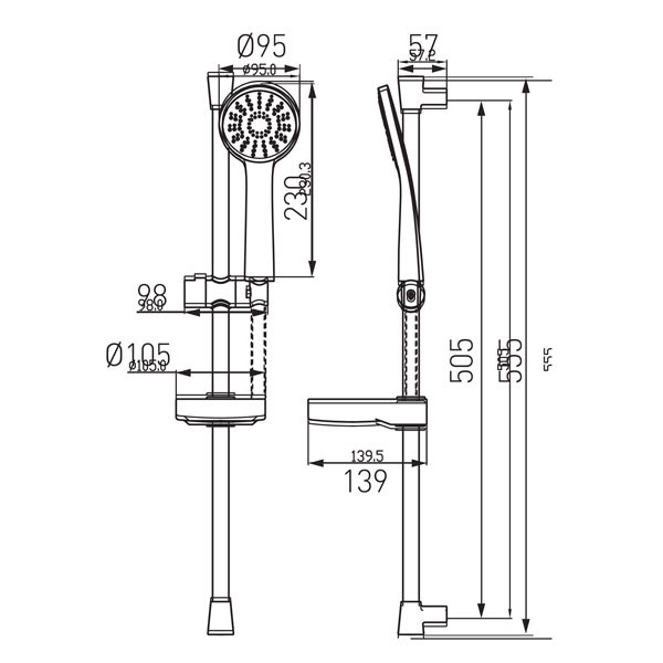 Ferro Bellis N180B Chrome Σέτ Βέργα Ντούς