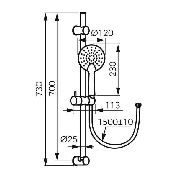 Ferro Phila N375 Chrome Σέτ Βέργα Ντούς