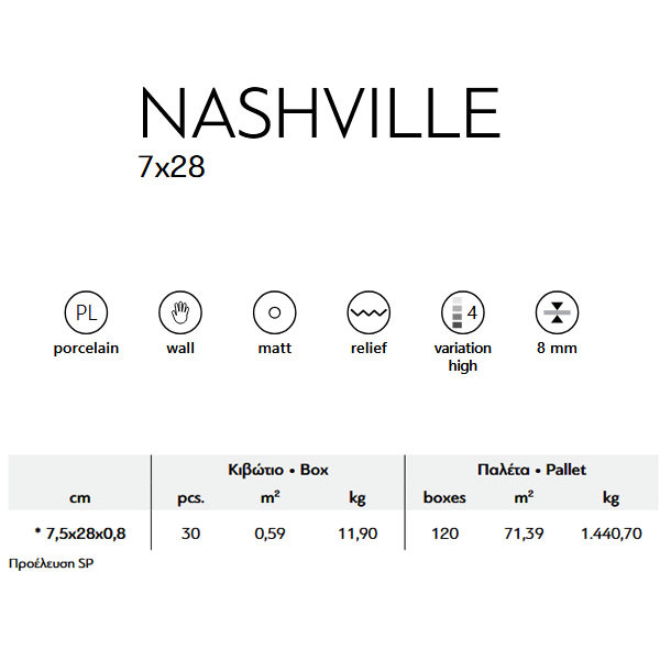 Karag Nashville Negro Πλακάκι Επένδυσης