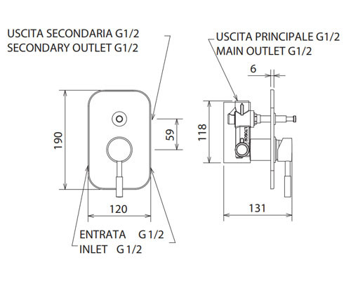 La Torre New Tech 12050R-300 White Matt Επιτοίχιος Μίκτης Με Εκτροπέα