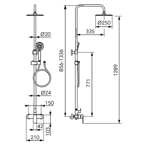 Ferro Talassa NP87-BAL7U Chrome Στήλη Ντους Με Μπαταρία