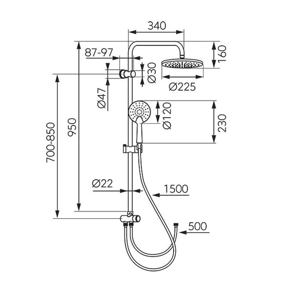 Ferro Coppa NP92 Chrome Στήλη Ντους Χωρίς Μπαταρία