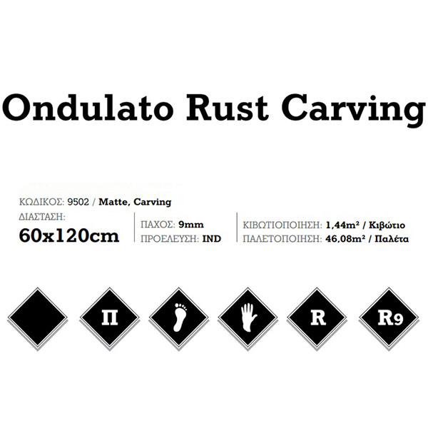 KSV Ondulato Rust Carving 9502 Πλακάκι Δαπέδου
