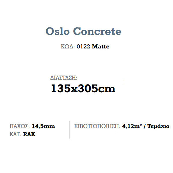 Corgres Slabs Oslo Concrete Matte Πλακάκι Δαπέδου
