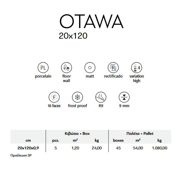 Karag Otawa Nogal Πλακάκι Δαπέδου Τύπου Ξύλου