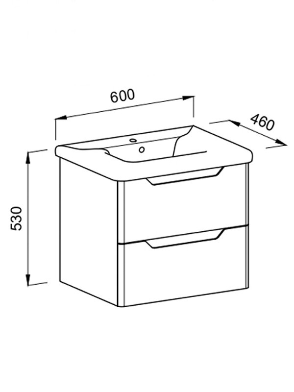 Martin Perla 60 Matte Anthracite / White Βάση Επίπλου Μπάνιου Με Νιπτήρα