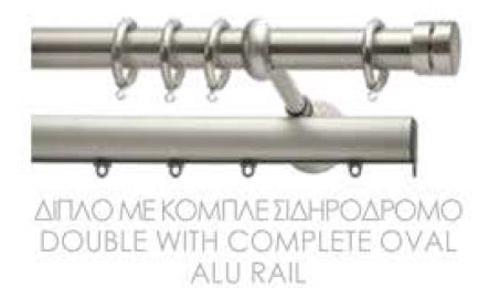 Viometale Set Paris Κουρτινόξυλο Ø25 Νίκελ Ματ/Χρώμιο