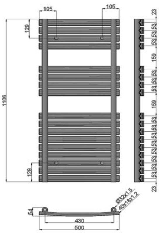 Karag Pukita 1742 Θερμαντική Πετσετοκρεμάστρα 50 X 1742 cm