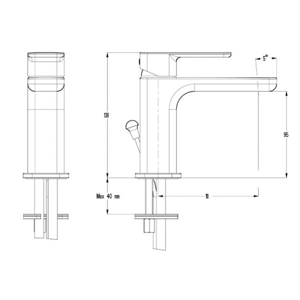 Eurorama Quadra 144310-110 Inox Finish Μπαταρία Νιπτήρος Χαμηλή