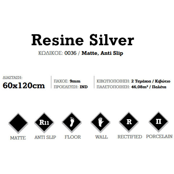 Corgres Resine Silver 0036 Πλακάκι Δαπέδου