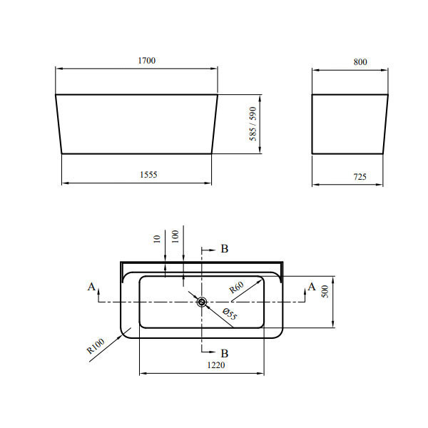 Karag Rhodes C966-1700 Μπανιέρα Ελεύθερης Τοποθέτησης