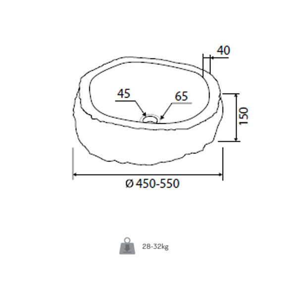 Karag River Stone NRS3 Grey Νιπτήρας Πέτρινος