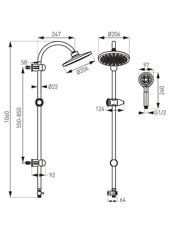 Ferro Rondo NP21 Chrome Στήλη Ντους Χωρίς Μπαταρία