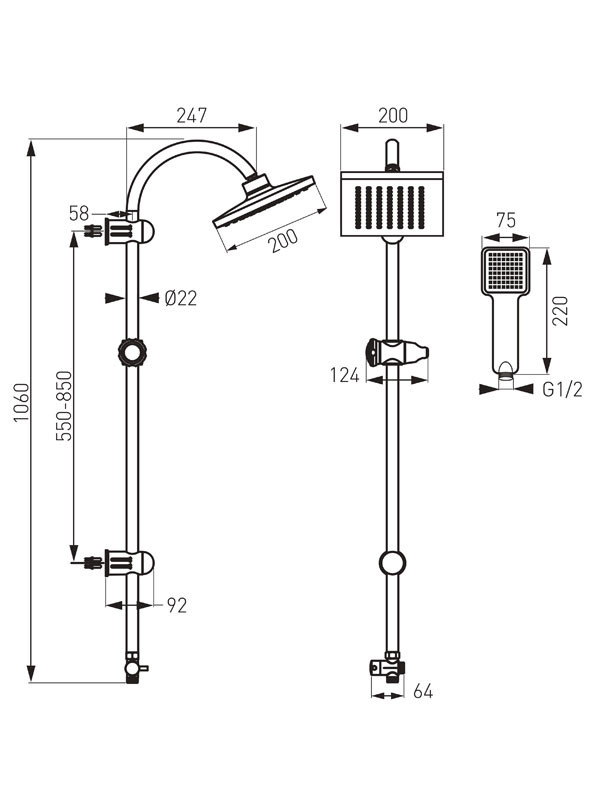 Ferro Squerto NP22 Chrome Στήλη Ντους Χωρίς Μπαταρία