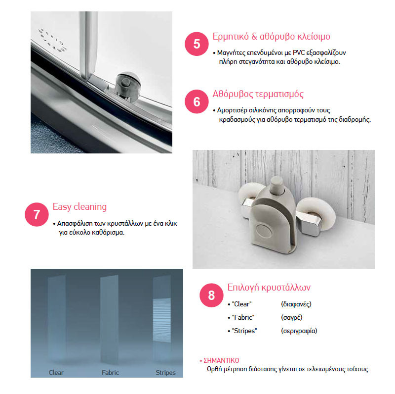 Starlet Quadrant QS80S-100 Stripes Καμπίνα Ημικυκλικής Ντουζιέρας