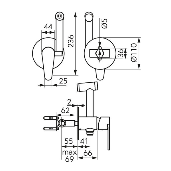 Ferro Algeo BAG66PBL Chrome Σετ Πλύσης Μπιντέ
