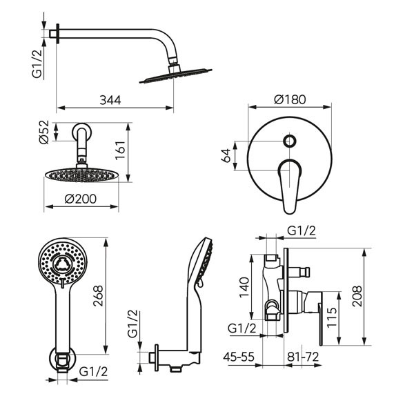 Ferro Algeo BAG7PBL-SET1-S Black Σετ Εξαρτημάτων Εντοιχισμού