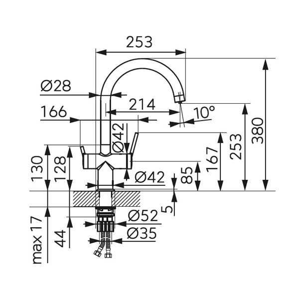 Ferro Filtrata BFT41 Chrome Μπαταρία Κουζίνας Πάγκου
