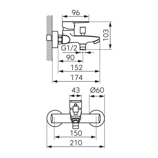 Ferro Ritto BTR1BL Black Μπαταρία Λουτρού