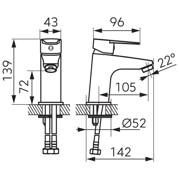 Ferro Ritto BTR2BL Black Μπαταρία Νιπτήρος Χαμηλή
