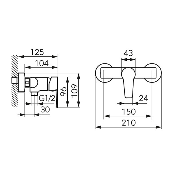 Ferro Ritto BTR7 Chrome Μπαταρία Ντουζιέρας