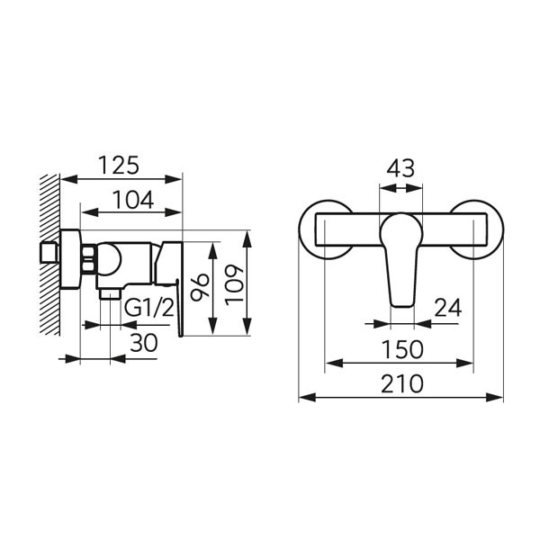 Ferro Ritto BTR7BL Black Μπαταρία Ντουζιέρας