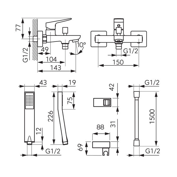 Ferro Vitto Verdeline BVI11VL Chrome Μπαταρία Λουτρού