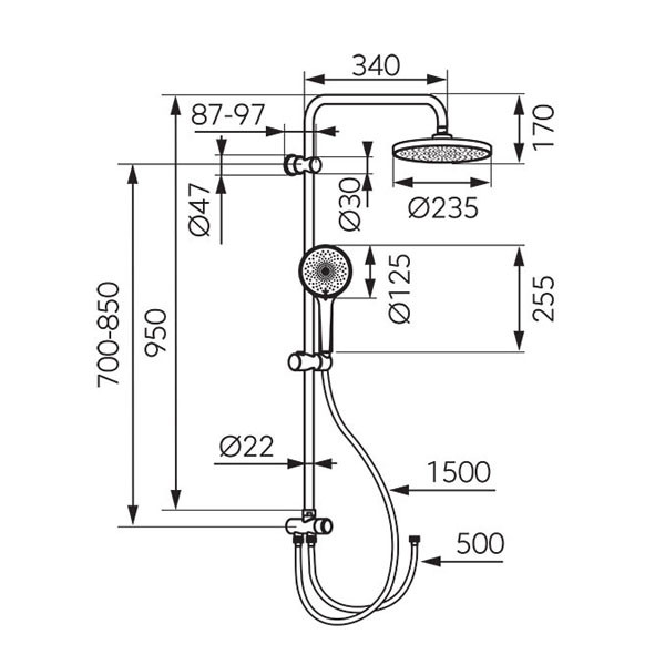 Ferro Vepa NP93 Chrome Στήλη Ντους Χωρίς Μπαταρία