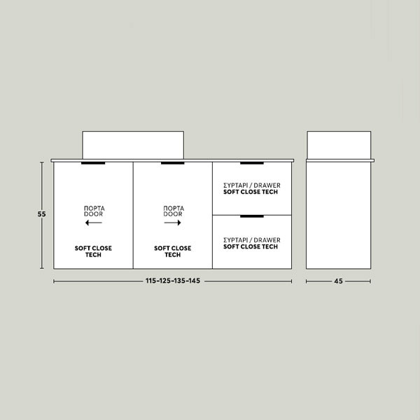 Savvo Top 55 D 145 Βάση Επίπλου Μπάνιου Με Νιπτήρα