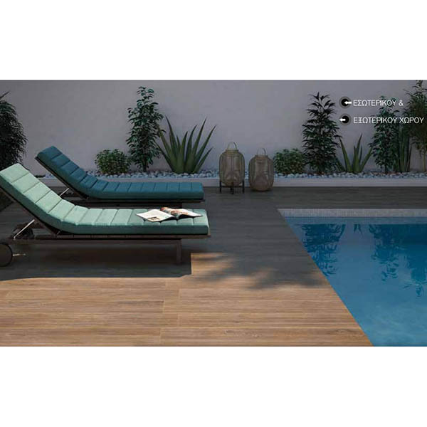 Kolossos Trunk Natural Deck Antislip Πλακάκι Δαπέδου Τύπου Ξύλου