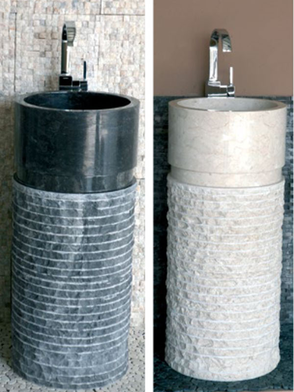 Stoone Tube Grey Black Νιπτήρας Πέτρινος