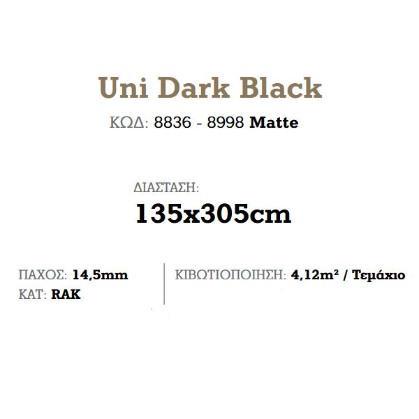 Corgres Slabs Uni Dark Black Matte Πλακάκι Κουζίνας