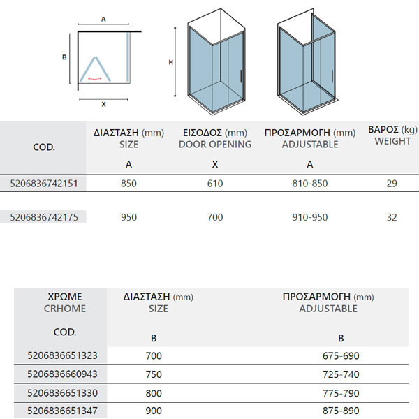 Karag Vivox 400 & L-3811 Καμπίνα Ασύμμετρης Ντουζιέρας