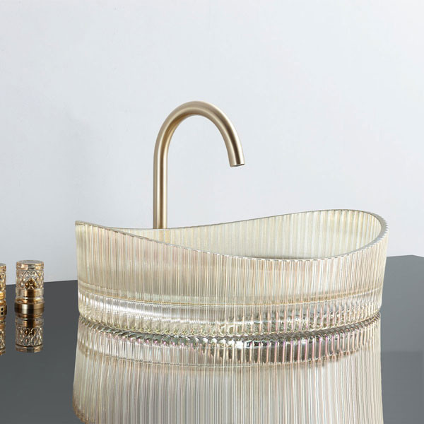 Voss Cavo VL1150-200 Glass Gold Νιπτήρας Γυάλινος