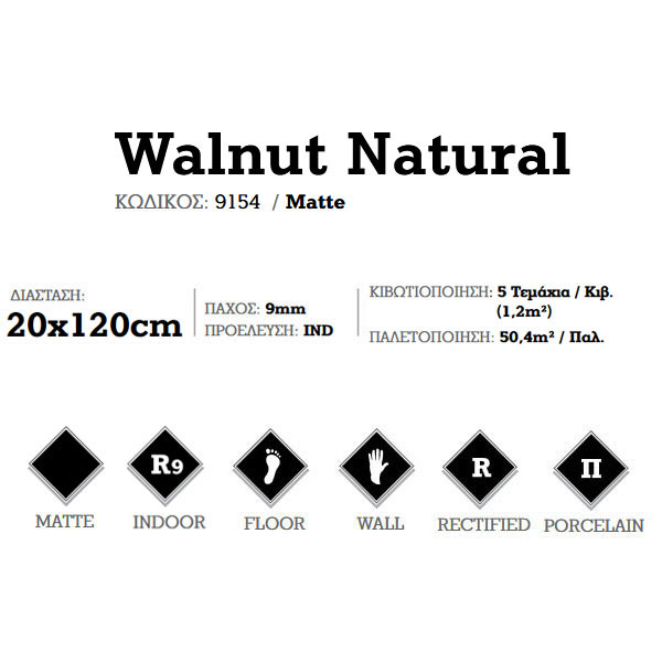 Corgres Walnut Natural 9154 Πλακάκι Δαπέδου Τύπου Ξύλου