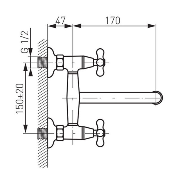 Ferro Retro New XD5 Chrome Βρύση Κουζίνας Τοίχου