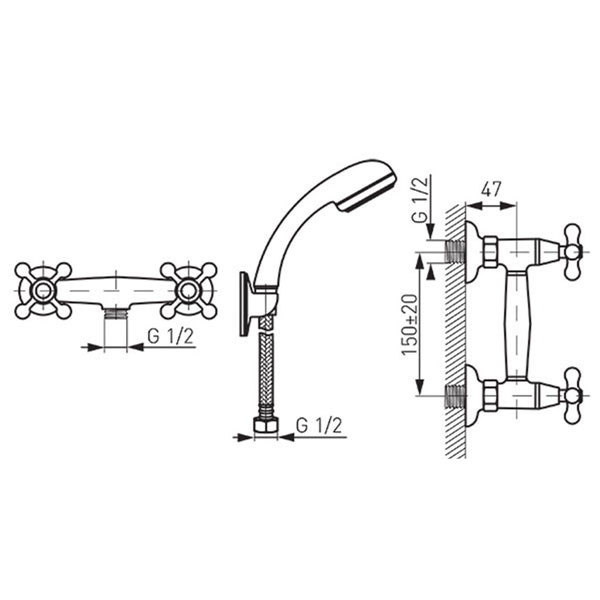 Ferro Retro XR77 Chrome Μπαταρία Ντουζιέρας