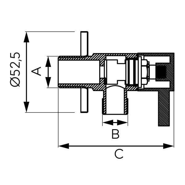 Ferro Z296-BL Black Γωνιακός Διακόπτης ½ x ½ Ίντσες