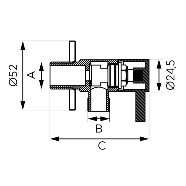 Ferro Z296-G Gold Γωνιακός Διακόπτης ½ x ½ Ίντσες