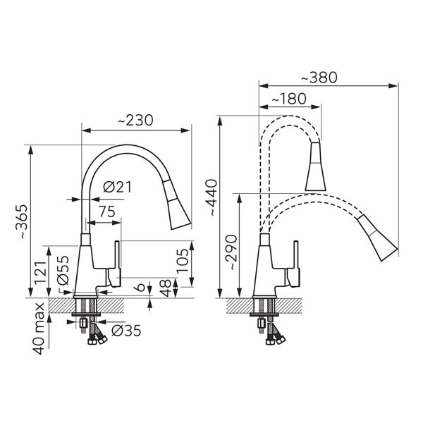 Ferro Zumba II BZA42P Chrome / Sand Μπαταρία Κουζίνας Πάγκου