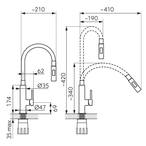 Ferro Zumba Slim 2F BZA43S Chrome / Silver Μπαταρία Κουζίνας Πάγκου