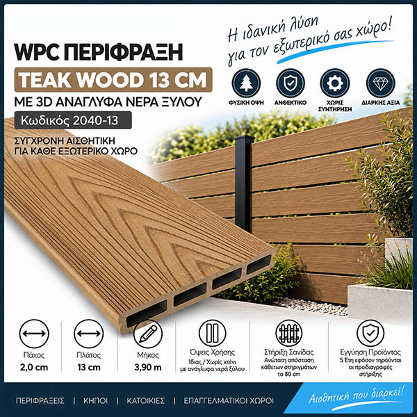 WPC DECK Σανίδα Περίφραξης Teak 2040-13