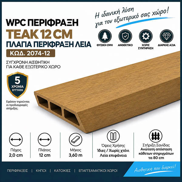 WPC DECK Σανίδα Περίφραξης Teak 2074-12