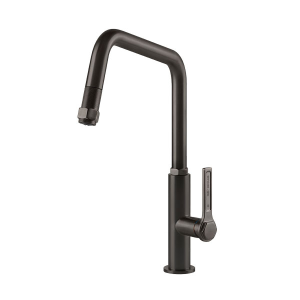 Gessi Officine 60053-707 Black Metal Brushed PVD Μπαταρία Κουζίνας Αποσπώμενη