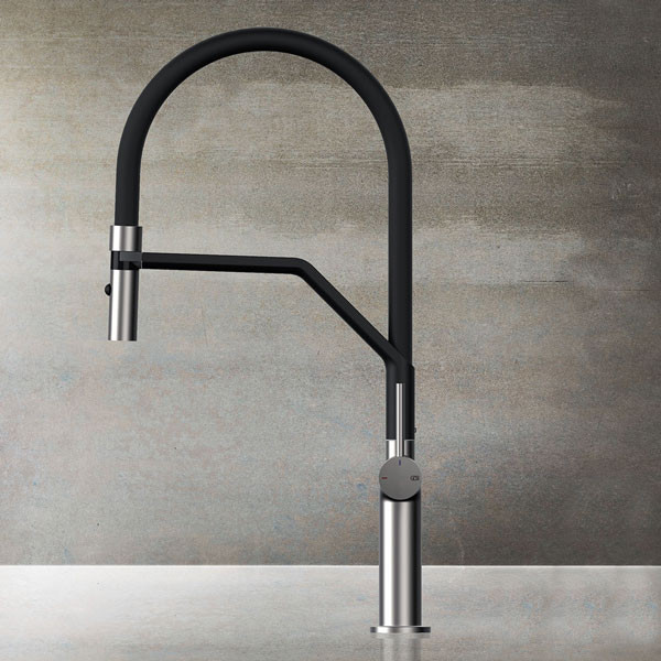Gessi Stelo 60315-149 Inox Finish Μπαταρία Κουζίνας Αποσπώμενη