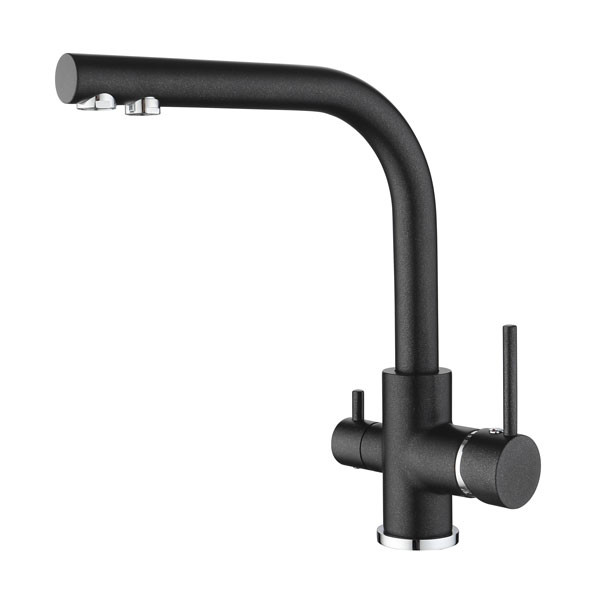 Helika Akvaduo 2663L Black Metallic Μπαταρία Κουζίνας Πάγκου